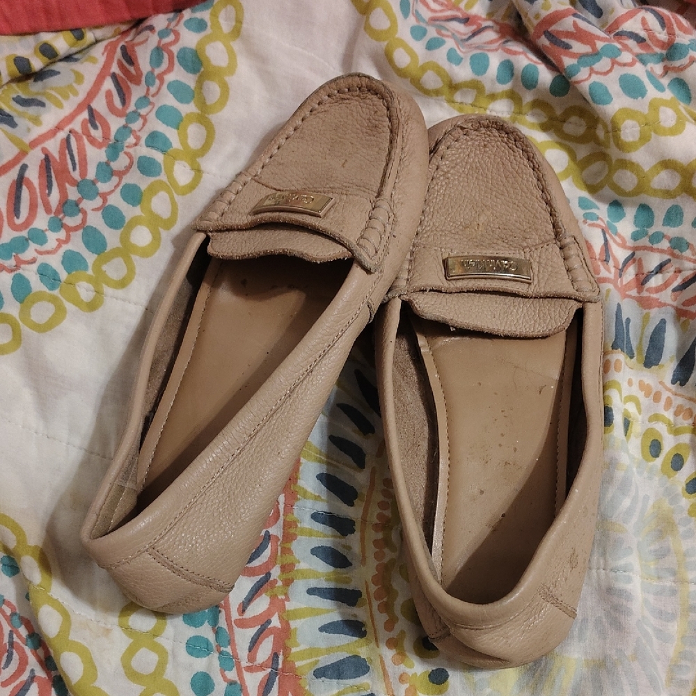 Calvin Klein Collection Taupe Leather Loafers
